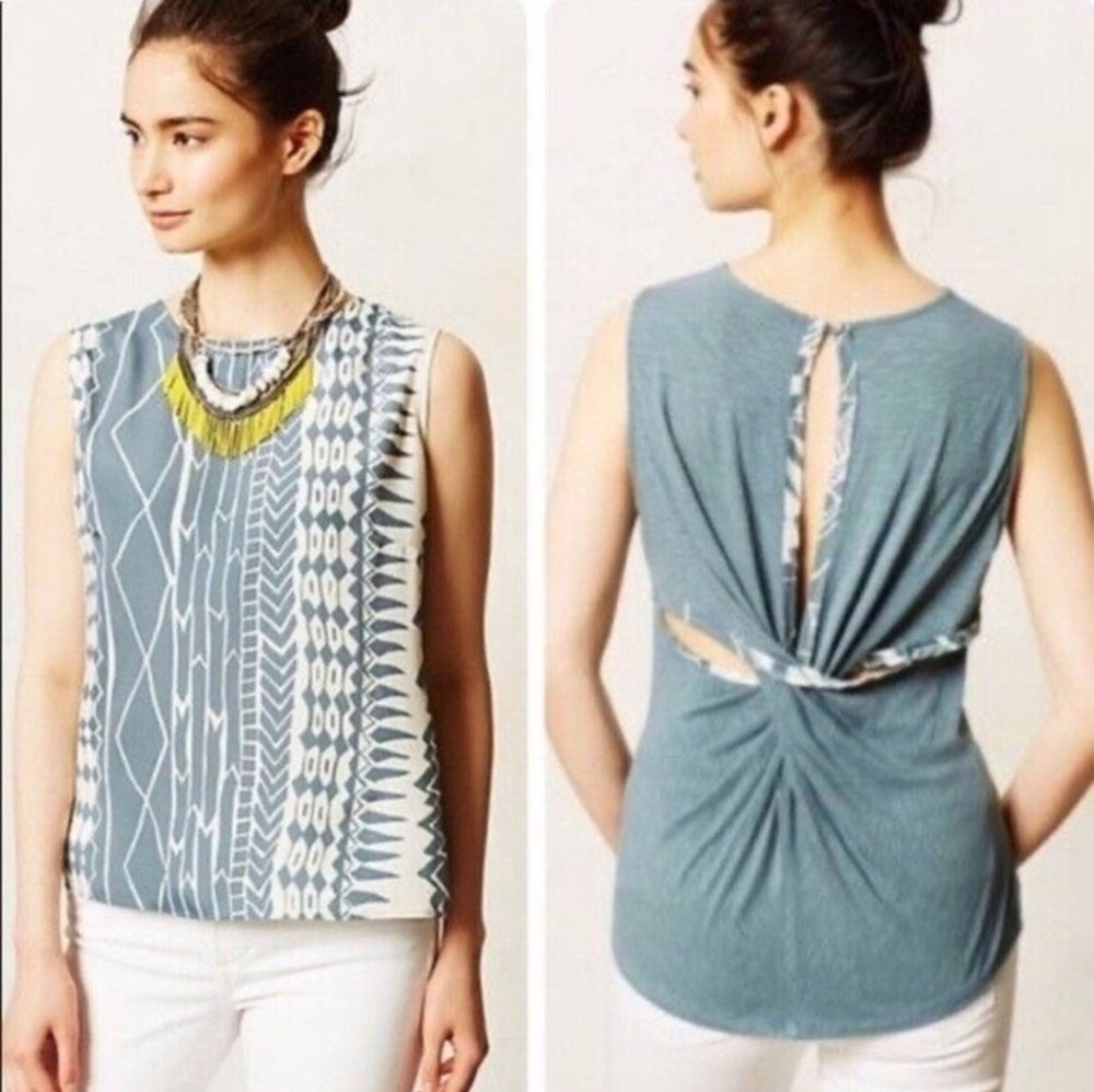 | Anthropologie | Dolan Astoria Twist Back Aztec Print Sleeveless Top Size M